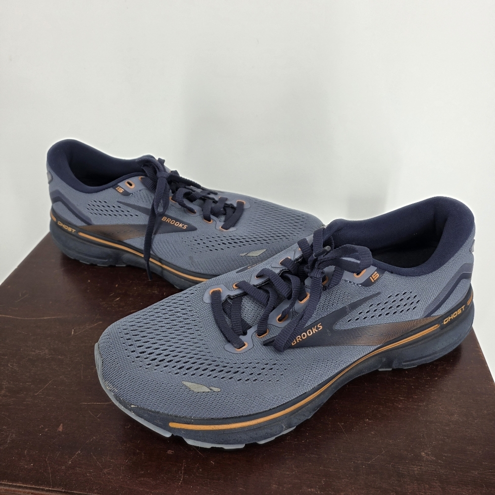 Men’s Brooks Ghost 15 Running Shoe Size 8 Blue/Orange EUC